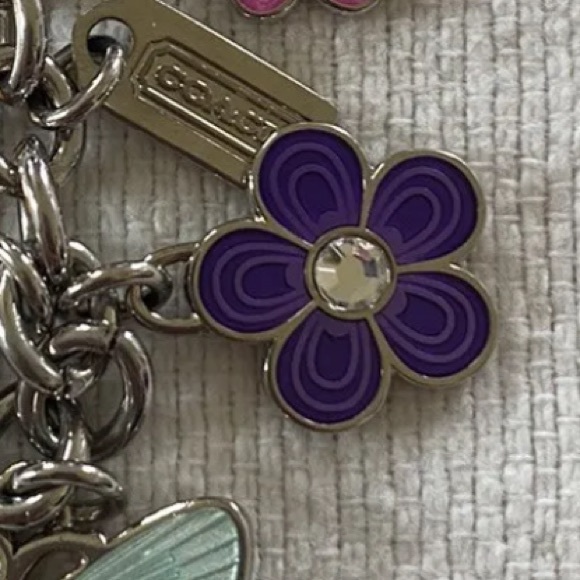 EUC Coach Spring Floral Butterfly Keychain Fob Bag Charm - Picture 3 of 9